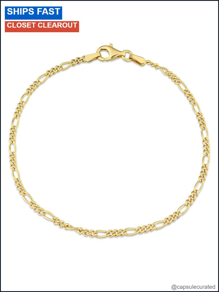 Italian 925 Sterling Silver Figaro Link Chain Bracelet 22mm